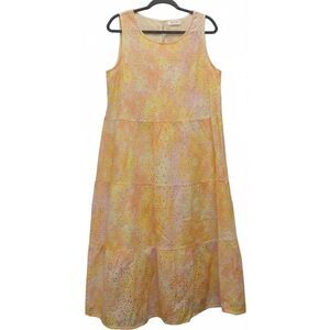 Flowers for friends womens medium dress eyelet yellow maxi long boho sun travel